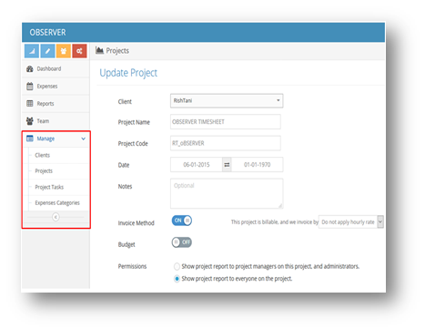 Customised Project Team and Task