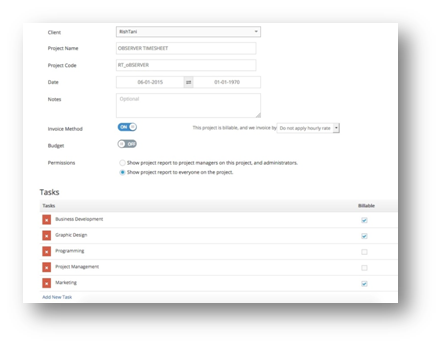Customised Project Team and Task